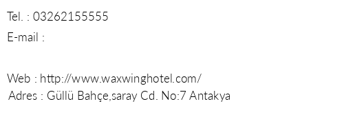 Waxwing Hotel telefon numaralar, faks, e-mail, posta adresi ve iletiim bilgileri